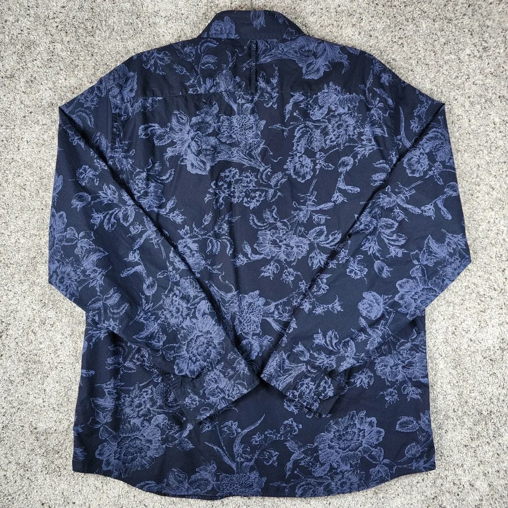Banana Republic Floral Shirt Mens XL Untucked Slim Fit Luxe Poplin Excellent